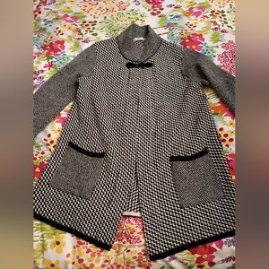 A. Ida Black and White Cardigan Sweater Made In Italy Size L